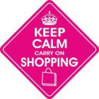 Keep Calm Carry On Shopping Diamond Shaped Window Hanger