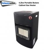 Leisurewize Black 4.2Kw Portable Heater Standing Heating Cabinet Butane Gas 3 Heat Settings