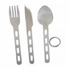 Coghlans Cutlery Set Stainless Steel Fork knife and Spoon in a Detachable Ring
