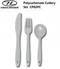 Highlander Polycarbonate 3 Piece KFS Cutlery Set Camping Fishing Hiking CP003