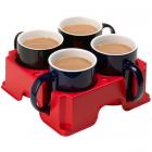 Muggi Multi 4 Cup Holder Non Slip Base Red Office Caravan Motorhome Cup Holder