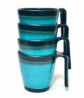 Flamefield Granite Aqua Mugs x 4 Premium Melamine 