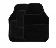 Streetwize Velour Black Carpet Interior Car Floor Mats Heel Pad Black Edge SWBCM