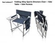 Sun Leisure® Folding Alloy Sports Directors Chair Side Table Side Pocket Graphite