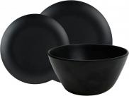 Leisurewize 12 Piece Matt Black Melamine Dinner Set Caravan Camping Shale LW710