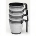 Flamefield Granite Grey Stacking Mugs x 4 Premium Melamine