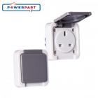 White Grey Flush Fitting Mains Socket 240 Volt Outlet Box 