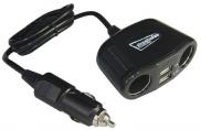 Streetwize Cigar Car Vehicle 12V/24V Twin Sockets With Twin USB Adaptor