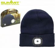 Summit Pinnacle LED Rechargeable USB Beanie Hat - Indigo Blue Hiking Walking