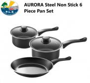 PLS Steel Non Stick 6 Piece Pan Set AURORA For Caravan Camping Campervan HW1820