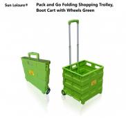 Sun Leisure® Pack and Go Folding Shopping Trolley Boot Cart with Wheels 