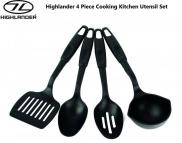 Highlander 4pc Utensil Camping Set Ladel, Fish Slice, Slotted Spoon & Spoon.