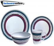 Leisurewize Melamine Honeycomb 16pc Set 100% Melamine Dinner Set LWACC380