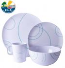 Pennine Turquoise SWIRL Melamine 16 Piece Dinner Set - Caravan Motorhome