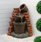 Garden Outdoor Solar Powered Corner Brick Wall Decorative Water Feature Fountain