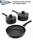 Leisurewize 3 Piece Induction Pan Set Black Marble Caravan Motorhome LW701